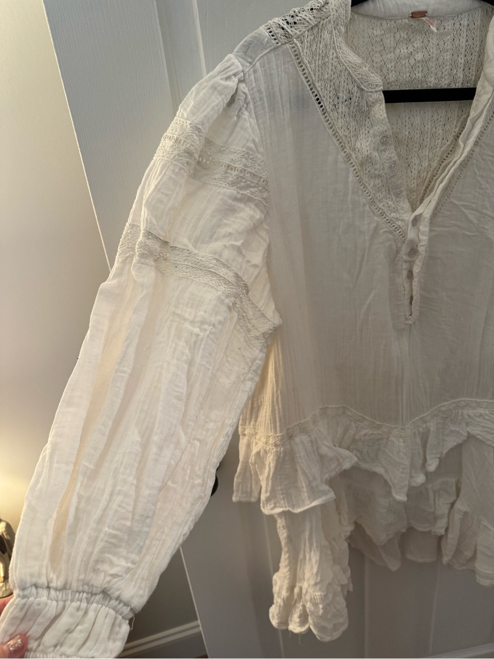 Free People Ivory Boho Ruffle Mini Dress - Picture 3 of 4